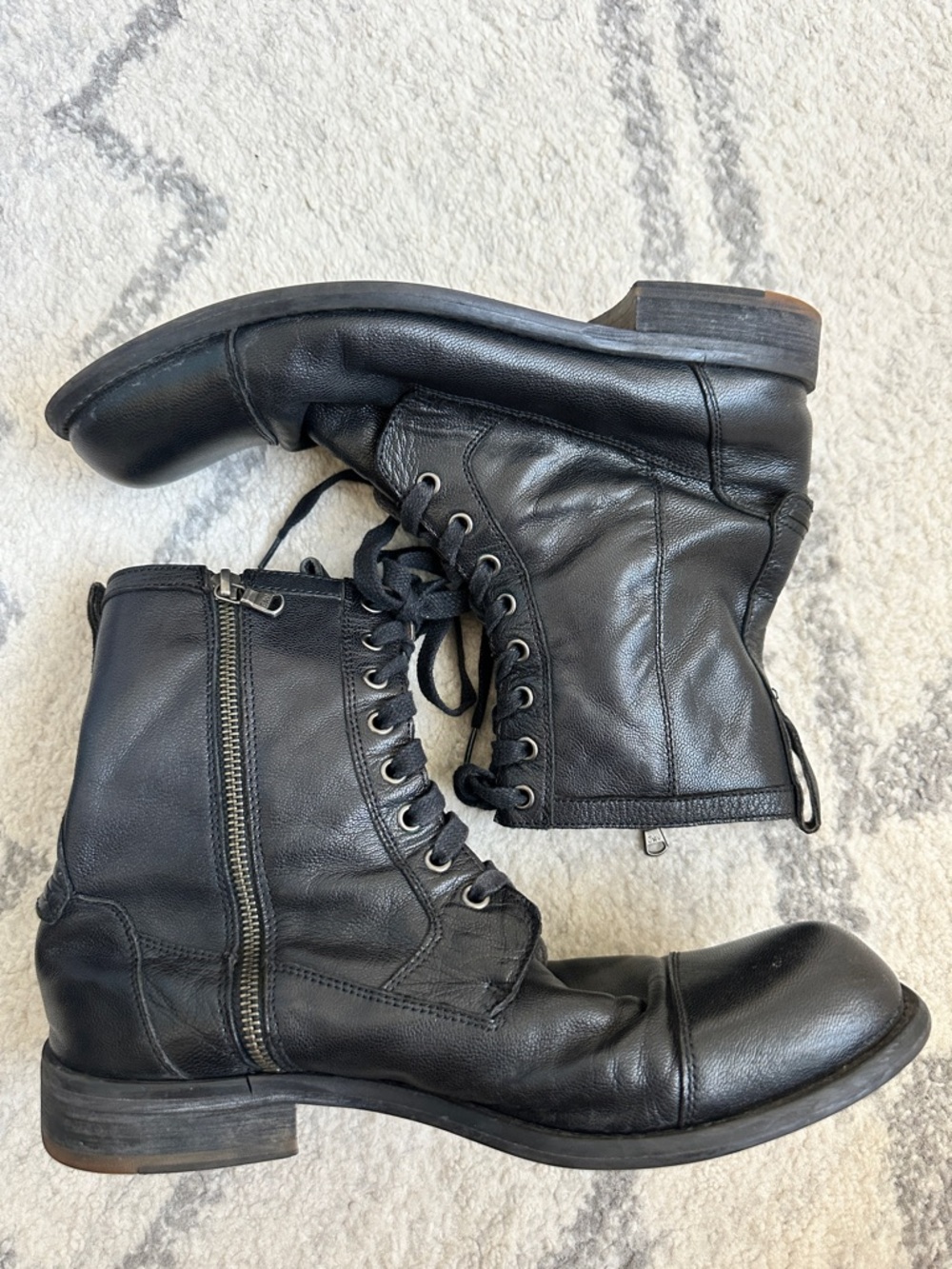 John Varvaros mens black Leather boots size 11